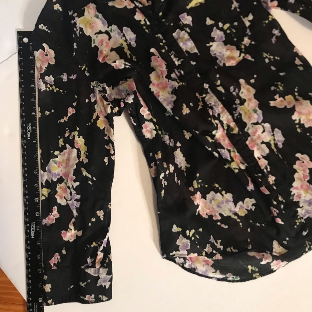 Lauren Ralph Lauren Black and Pink 3/4 Sleeve Button Up Shirt** - Picture 6 of 9